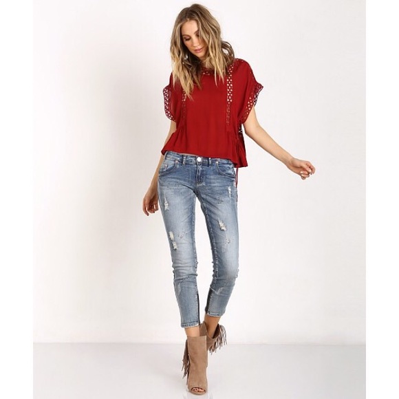 Tularosa Crimson Side Tie Blouse XS - Picture 4 of 8